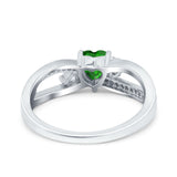 Heart Art Deco Engagement Promise Ring Simulated Cubic Zirconia 925 Sterling Silver