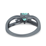 Heart Art Deco Engagement Promise Ring Simulated Cubic Zirconia 925 Sterling Silver