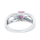 Heart Art Deco Engagement Promise Ring Simulated Cubic Zirconia 925 Sterling Silver