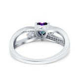 Heart Art Deco Engagement Promise Ring Simulated Cubic Zirconia 925 Sterling Silver