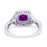 Cushion Wedding Ring Simulated Amethyst Cubic Zirconia 925 Sterling Silver