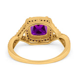 Cushion Wedding Ring Simulated Amethyst Cubic Zirconia 925 Sterling Silver