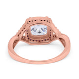 Cushion Wedding Ring Simulated Amethyst Cubic Zirconia 925 Sterling Silver