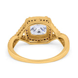 Cushion Wedding Ring Simulated Amethyst Cubic Zirconia 925 Sterling Silver