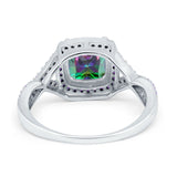 Cushion Wedding Ring Simulated Amethyst Cubic Zirconia 925 Sterling Silver