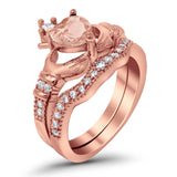 Wedding Bridal Piece Ring Heart Simulated Cubic Zirconia 925 Sterling Silver
