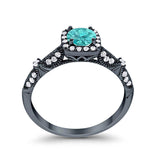 Halo Art Deco Wedding Ring Simulated Cubic Zirconia 925 Sterling Silver