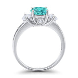 Three Stone Wedding Ring Round Simulated Cubic Zirconia 925 Sterling Silver