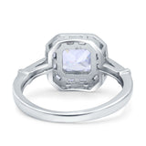 Halo Cushion Cut Engagement Ring Bezel Simulated Cubic Zirconia Solid 925 Sterling Silver
