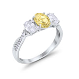 Oval Three Stone Engagement Ring Simulated Cubic Zirconia 925 Sterling Silver