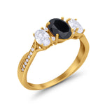 Oval Three Stone Engagement Ring Simulated Cubic Zirconia 925 Sterling Silver