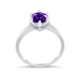 Art Deco Engagement Ring Round Simulated Cubic Zirconia 925 Sterling Silver