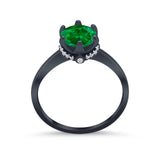 Art Deco Engagement Ring Round Simulated Cubic Zirconia 925 Sterling Silver