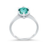 Art Deco Engagement Ring Round Simulated Cubic Zirconia 925 Sterling Silver