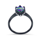 Art Deco Engagement Ring Round Simulated Cubic Zirconia 925 Sterling Silver