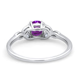 Vintage Art Deco Wedding Ring Round Simulated Cubic Zirconia 925 Sterling Silver