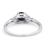Vintage Art Deco Wedding Ring Round Simulated Cubic Zirconia 925 Sterling Silver