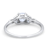 Vintage Art Deco Wedding Ring Round Simulated Cubic Zirconia 925 Sterling Silver