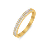 Wedding Thumb Ring Double Row Pave Simulated Cubic Zirconia 925 Sterling Silver