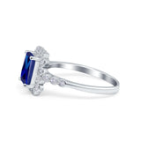 Halo Radiant Cut Wedding Ring Simulated Cubic Zirconia 925 Sterling Silver