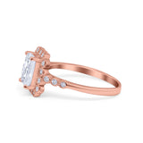 Halo Radiant Cut Wedding Ring Simulated Cubic Zirconia 925 Sterling Silver