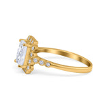 Halo Radiant Cut Wedding Ring Simulated Cubic Zirconia 925 Sterling Silver