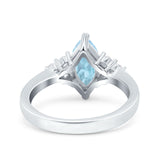 Vintage Art Deco Marquise Wedding Ring Simulated Cubic Zirconia 925 Sterling Silver