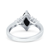 Vintage Art Deco Marquise Wedding Ring Simulated Cubic Zirconia 925 Sterling Silver