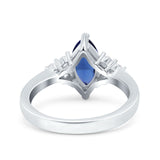 Vintage Art Deco Marquise Wedding Ring Simulated Cubic Zirconia 925 Sterling Silver