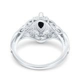 Marquise Art Deco Wedding Engagement Bridal Ring Accent Vintage Round Simulated Cubic Zirconia 925 Sterling Silver
