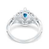 Marquise Art Deco Wedding Engagement Bridal Ring Accent Vintage Round Simulated Cubic Zirconia 925 Sterling Silver