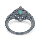 Marquise Art Deco Wedding Engagement Bridal Ring Accent Vintage Round Simulated Cubic Zirconia 925 Sterling Silver