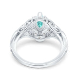 Marquise Art Deco Wedding Engagement Bridal Ring Accent Vintage Round Simulated Cubic Zirconia 925 Sterling Silver
