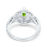 Marquise Art Deco Wedding Engagement Bridal Ring Accent Vintage Round Simulated Cubic Zirconia 925 Sterling Silver