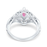 Marquise Art Deco Wedding Engagement Bridal Ring Accent Vintage Round Simulated Cubic Zirconia 925 Sterling Silver