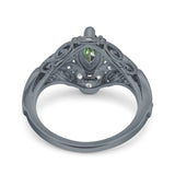 Marquise Art Deco Wedding Engagement Bridal Ring Accent Vintage Round Simulated Cubic Zirconia 925 Sterling Silver