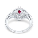 Marquise Art Deco Wedding Engagement Bridal Ring Accent Vintage Round Simulated Cubic Zirconia 925 Sterling Silver