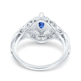 Marquise Art Deco Wedding Engagement Bridal Ring Accent Vintage Round Simulated Cubic Zirconia 925 Sterling Silver