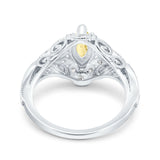 Marquise Art Deco Wedding Engagement Bridal Ring Accent Vintage Round Simulated Cubic Zirconia 925 Sterling Silver