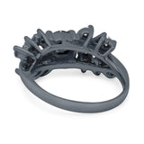 Vintage Style Wedding Bridal Ring Round Simulated Cubic Zirconia 925 Sterling Silver
