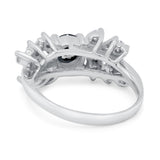 Vintage Style Wedding Bridal Ring Round Simulated Cubic Zirconia 925 Sterling Silver