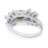 Vintage Style Wedding Bridal Ring Round Simulated Cubic Zirconia 925 Sterling Silver