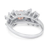 Vintage Style Wedding Bridal Ring Round Simulated Cubic Zirconia 925 Sterling Silver