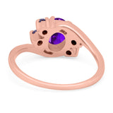 Oval Art Deco Wedding Ring Simulated Amethyst Cubic Zirconia 925 Sterling Silver