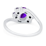 Oval Art Deco Wedding Ring Simulated Amethyst Cubic Zirconia 925 Sterling Silver