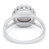 Split Shank Ring Band Round Lab Created Opal 925 Sterling Silver (12mm)