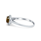 Halo Wedding Bridal Ring Round Simulated Cubic Zirconia 925 Sterling Silver