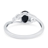 Art Deco Oval Wedding Engagement Bridal Ring Simulated Cubic Zirconia 925 Sterling Silver