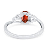 Art Deco Oval Wedding Engagement Bridal Ring Simulated Cubic Zirconia 925 Sterling Silver