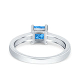 Solitaire Accent Fashion Ring Princess Cut Simulated Cubic Zirconia Created Opal 925 Sterling Silver